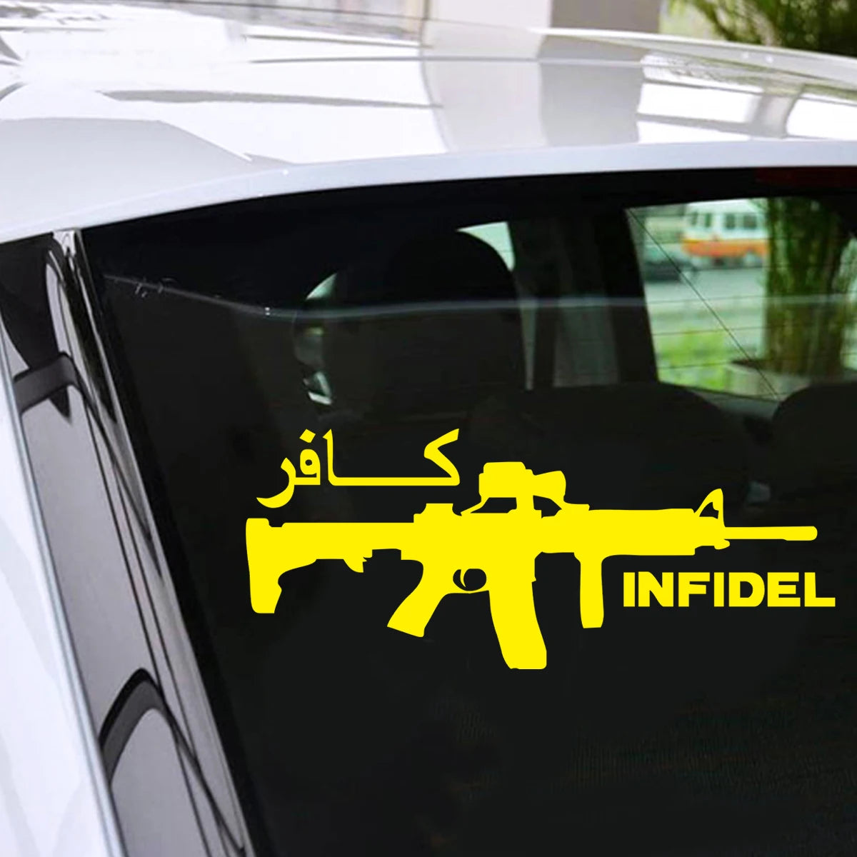 Infidel AR-15 Army Gun Decal Car Window Door Bumper Laptop Vinyl Sticker Gift Die Cut Decals Latop Window Glass Vinyl Sticker