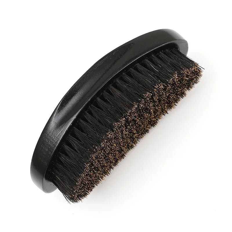Wave Products for Men Low MOQ Oval Hair Brush with Boar Bristles Wooden Beard Brush