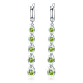 C1028 C1028 Abiding Jewelry Brand New Rhodium Plated 925 Sterling Silver Natural Peridot Gemstone Line Drop Earrings