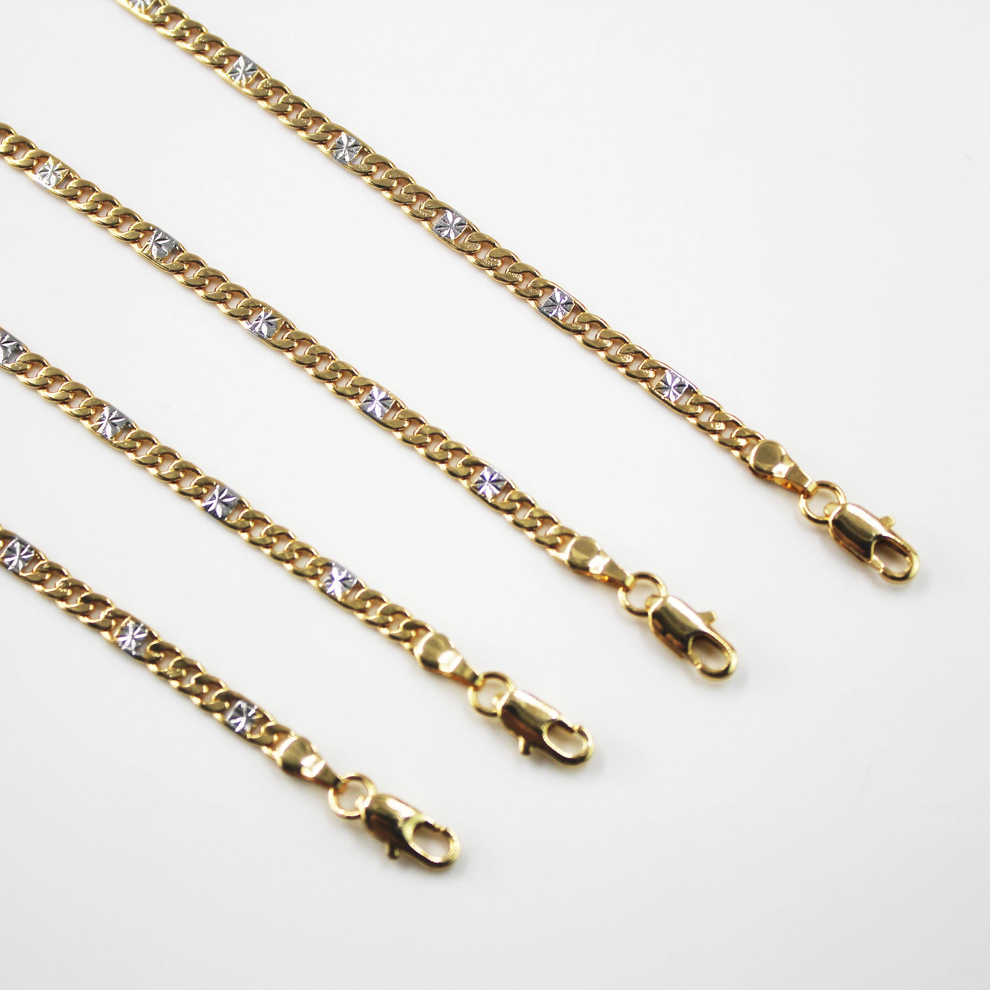 BMZ 2026 Vintage 18k Gold 24 Inch Necklace Figaro Two Tone Flower Textured 60cm*0.45cm Ion Gold Plating Mainly Made Brass