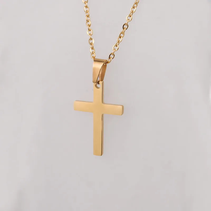 Glossy Hiphop Rock Punk Cross Pendant Necklace Wholesale Fashion Jewelry for Women and Men Stainless Steel Material