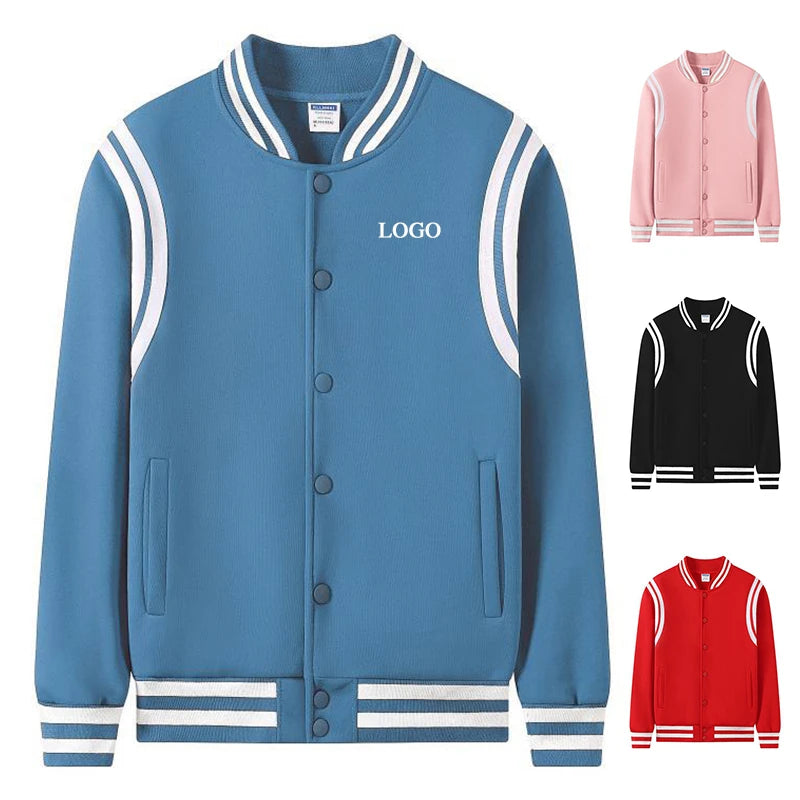Custom Logo Embroidery Autumn Winter Thickened Fleece Blank College Baseball Men's Jacket Letterman Varsity Jacket for Men Women
