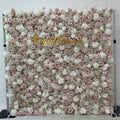OEM 2 Piece 3d 5d Roll up Flower Wall Backdrop Wedding Rose Backdrop Fabric Floral Wall Panel Wed White Flower Wall