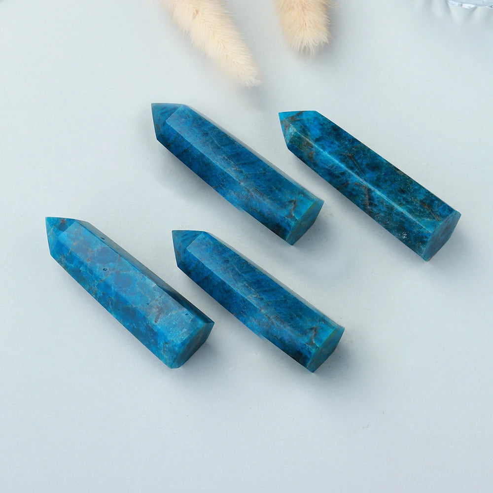 Wholesale Polished Natural Wand Points Gemstone Tower Healing Stone Blue Apatite Point