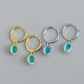 Simple Elegant 925 Sterling Silver Oval Drop Earrings Green Enamel Pendant Gold Plating Women's Wedding Gift for Party Jewelry