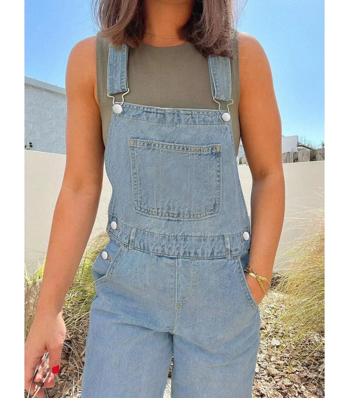 Women's High-Waist Custom Made Jumpsuit Breathable Knitted Dungarees Solid Pattern Casual Style for Summer-Wholesale Price MegaBDM