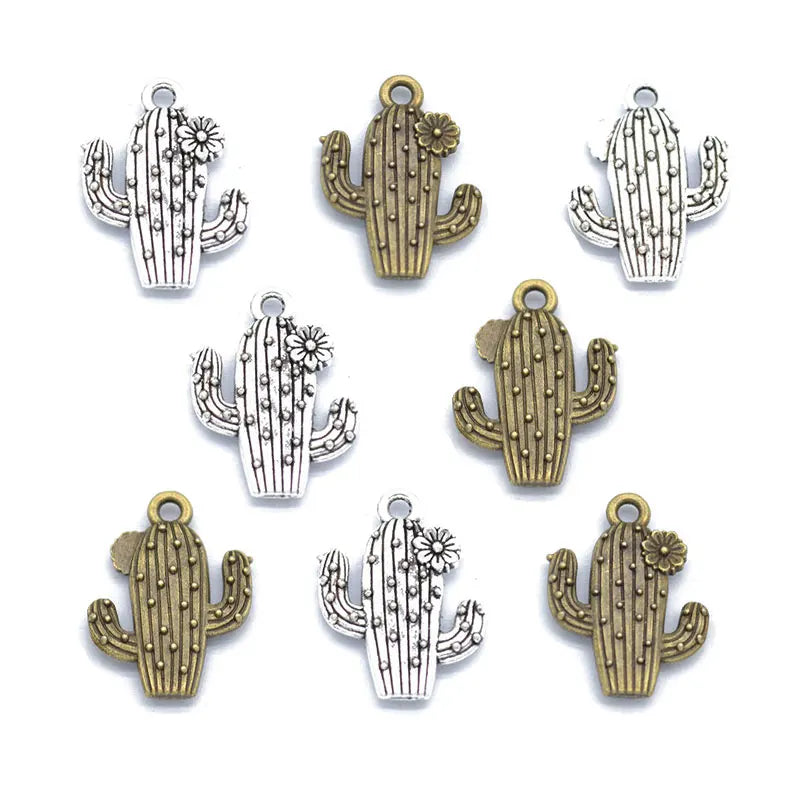 Cactus Charms Antique Silver Color Metal Pendant for Necklace Charm Jewelry Making 20*15mm Q241