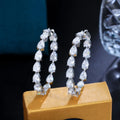 Silver Plated White Pear Cut Zirconia Crystal Hoop Earrings for Women Big Round Shape Fashion Hoop Earrings Minimalist Jewelry