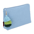 Eco-frendly Cotton Canvas Cosmetic Pouch with 3 Layer Cotton Tassel Decorated with Colorful Tassel Wash Toiletry Pouch for Lady