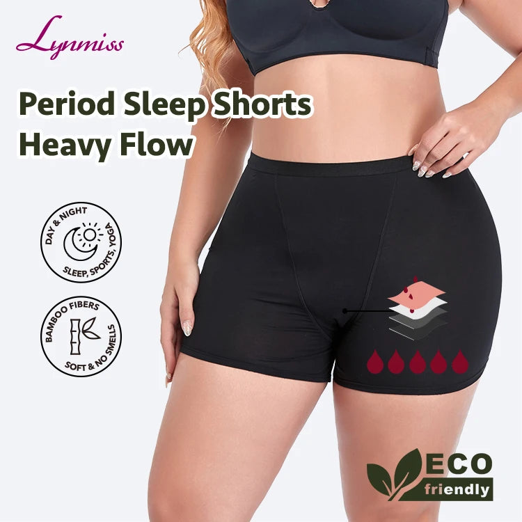 For Custom ODM 4-Layer for Panties for Heavy Flow High-Rise Leakproof Boyshort Wholesale Bamboo Menstrual