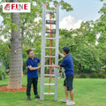 FINE FN-119S EN131 Certified Modern Triple Section Aluminum Telescopic Extension Ladder Folding Design 150KG Load Capacity