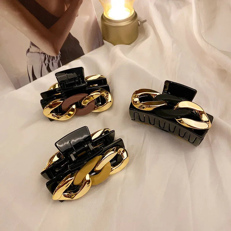 New Metal Chain Trending Hair Claws Women Barrette Hair Claw Clips Hair Accessories for Girl Women