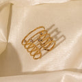 High Quality Tarnish Free 18k Gold Plated Adjustable Ring Fashion Multilayer Hollowed Out Stainless Steel Open Ring Bijoux Femme