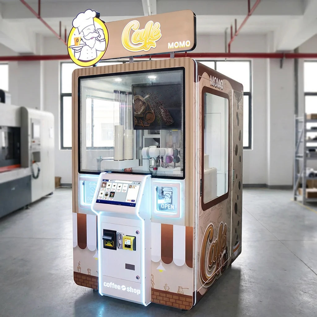 IPLAY SMART Ice Coffee Vending Machine Fully Automatic Bank Note System Fresh Bean Coffee Machine Cold Hot Touchscreen 32inch