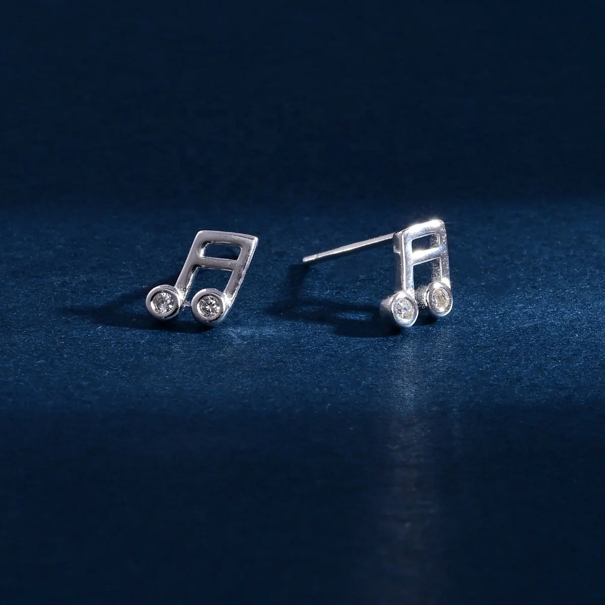 Wholesale Earrings Jewelry Rhodium Plated Cubic Zirconia Music Note Stud Earring 925 Sterling Silver Fine Jewelry Earrings