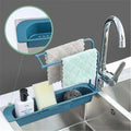 Telescopic Sink Shelf Soap Sponge Drain Storage Rack Basket Bag Faucet Holder 2-in-1 Adjustable Kitchen Bathroom Sink Holder