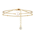 Simple Single Pearl Hand Jewelry Women's Double Stainless Steel Chain 8mm Imitation Pearl Bracelet