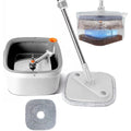 360 Rotating Self-Washed Extendable Single Drive Flat Mop 70-80% Dehydration 301-500ml Capacity Steel Pole Bucket 2 Mopheads