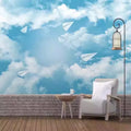 Simple Beautiful Blue White Clouds Mural Wallpaper Artistic Conception Blue Sky Wall Covering Sky Beauty Bedroom Wallpaper
