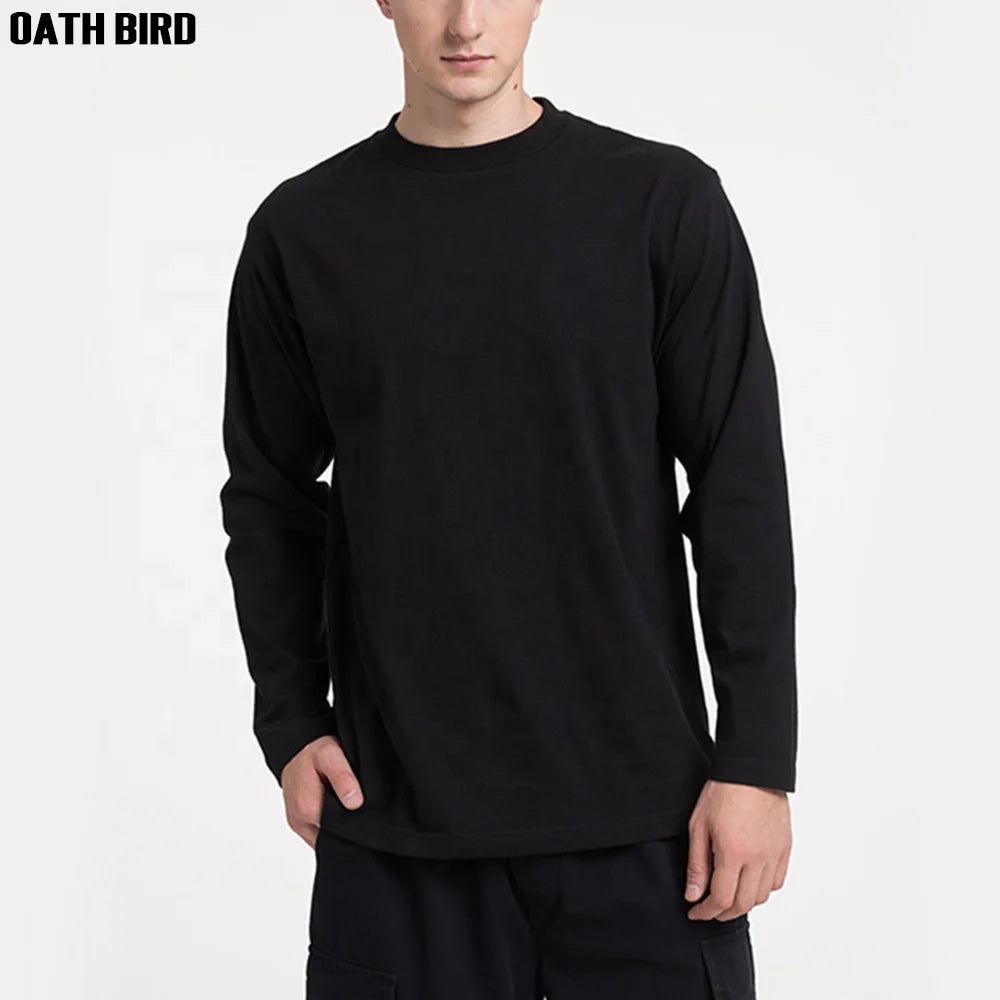 Wholesale Blank Crew Neck 200gsm Cotton T Shirt for Men Custom Screen Printing Embroidery Logo TShirt Men's Long Sleeve T-Shirts