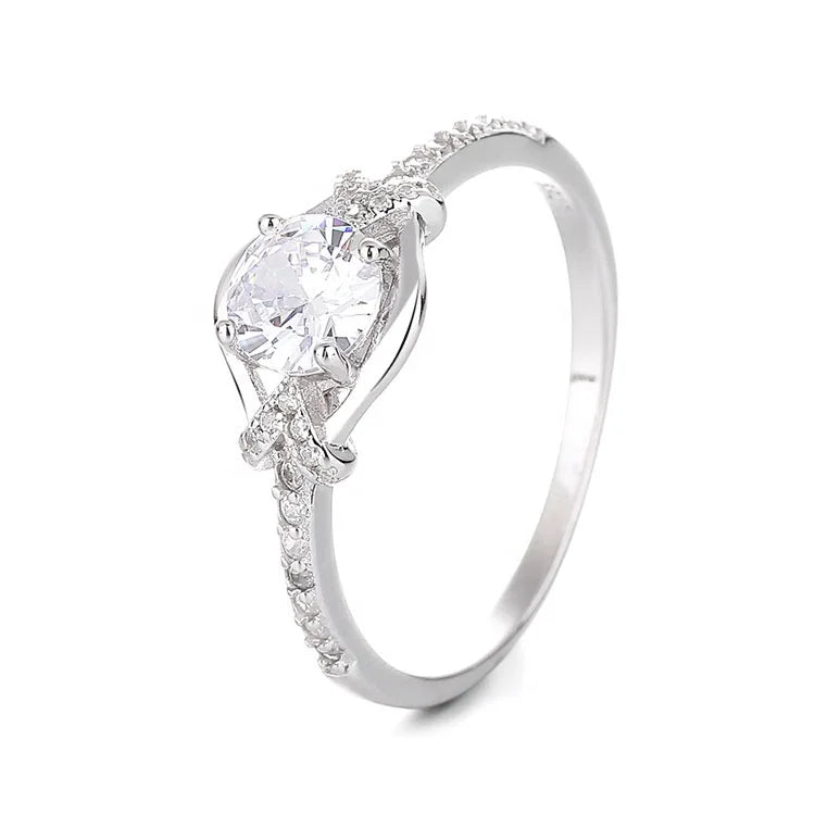 European Sapphire Main Stone Wedding Band Ring in Real Silver 925 Jewelry for Women