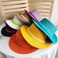 Wholesale Lady Boater Sun Hat Flat Top Straw Beach Hat Round Ultraviolet-proof Summer Sun Panama Visor Hat Paper