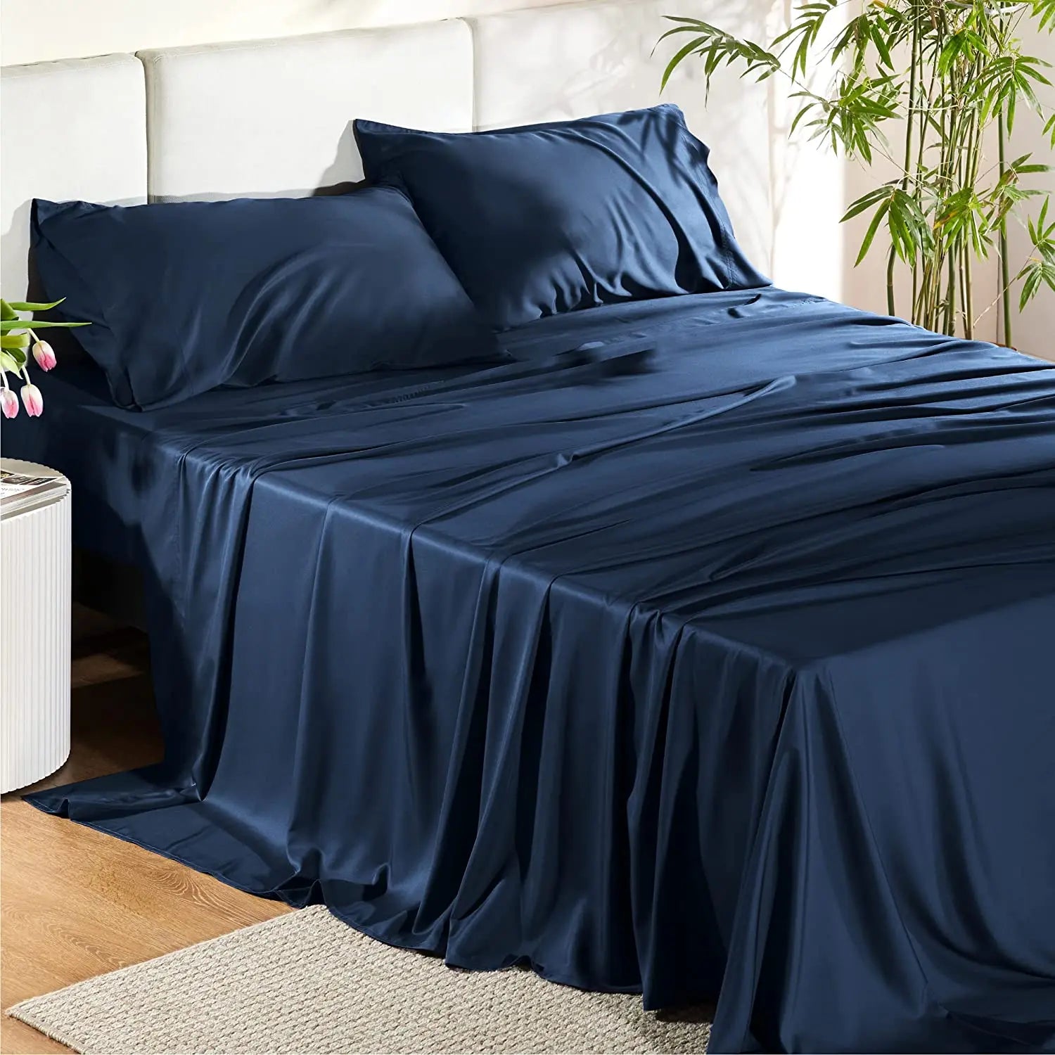 Ultra Silk Smooth Bamboo Bed Sheet Bedding Set Like Mulberry Silk Sheet Set Bamboo Bed Sheet