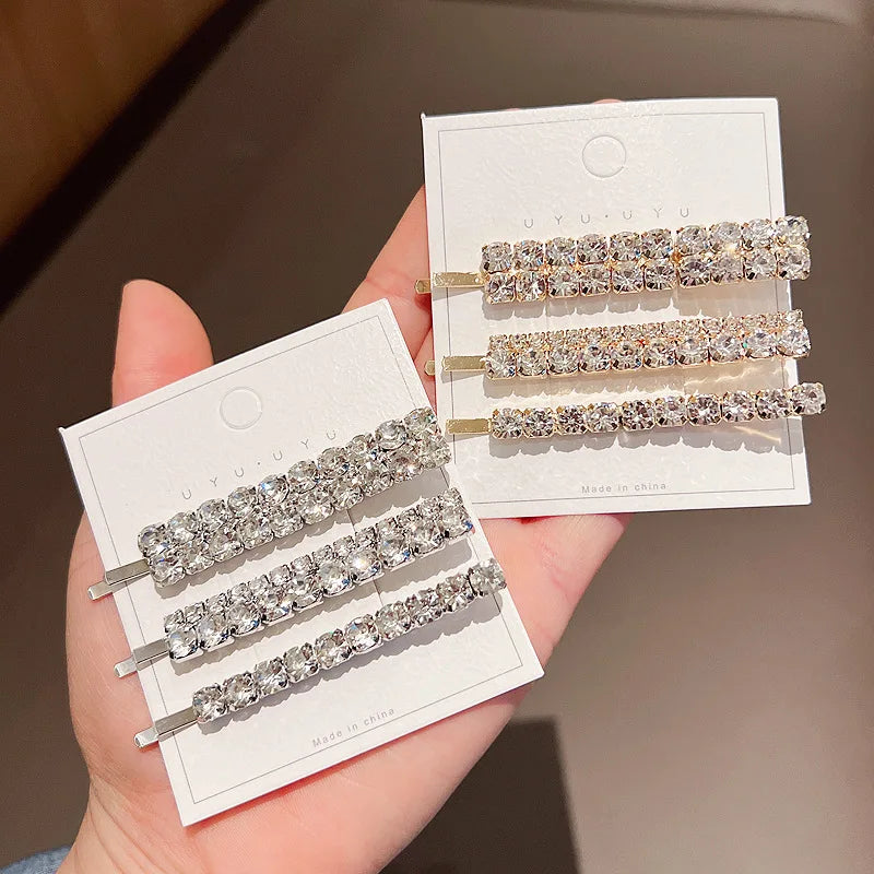 B.PHNE Fashion Hair Accessories Rhinestone Barrettes Sweet Hair Clip Set Metal Hairpins for Women Girl