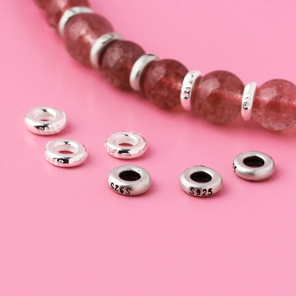 Retro 925 Sterling Silver 5mm Black Wheel Spacers Beaded for Jewelry Making Accessories Wholesale