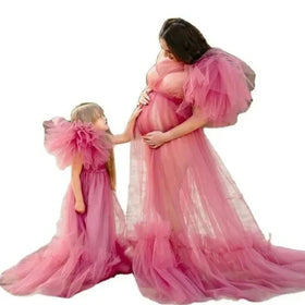 S8384F High -quality Hot -selling Shoulder Gauze Parent -child Multi -color Can Be Used As a Birthday Party Women's Sleepwear