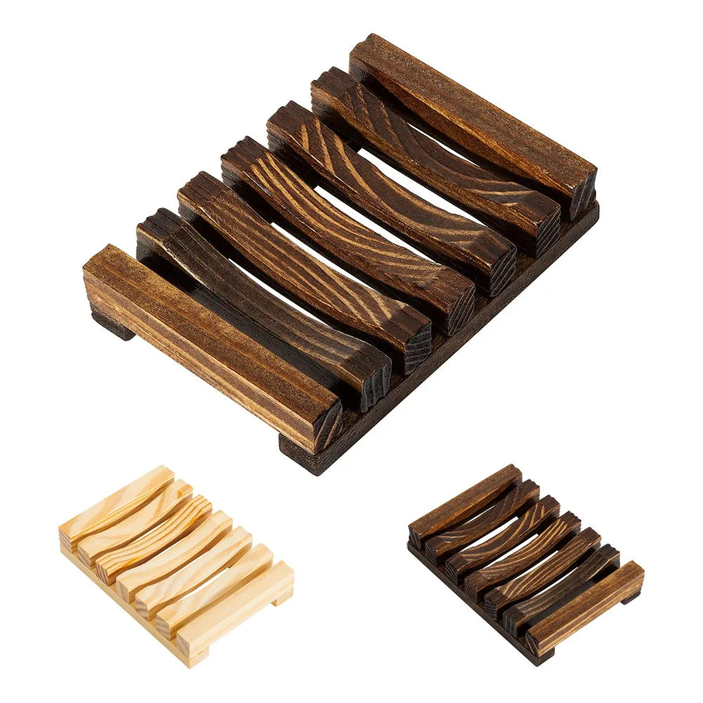 Bathroom Products Eco Friendly Drain square Jabonera Porta Jabon Porte Savon Soap Rack Stand Wooden Soap Box Tray Dish Holder