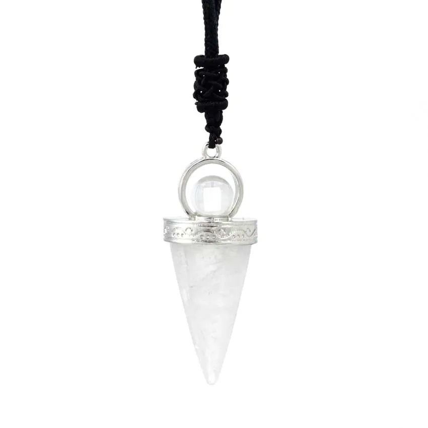 Hongzhuo Natural Stones Amulet Clear Quartz Meditation Hexagonal Pendulum Reiki Healing Crystal Pendant for Men Women Jewelry Jewelry
