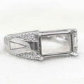 Sterling Silver 7*11mm Semi Mount Men's Ring Frame Empty Blank Claw Setting S925 Base Holder Without Center Stone for DIY Inlay