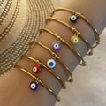 Cross-border Design Sense Dripping Oil Bracelet Ethnic Style Vintage Eye Bracelet Personality Stainless Steel Bracelet