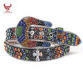Wholesale Colorful Bling Bling Glitter Rhinestone Belts Designer Cross Western Cowboy Diamond Men Leather Belt