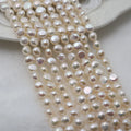 6-7mm White High Luster Cultured Freshwater Pearl Button Shape Baroque Pearl in Strand for Diy Jewelry Making