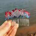 HZ Gems High fashion HZ witch branches natural crystal hair accessories rainbow silver thread 20 tooth raw stone hair comb healing crystals