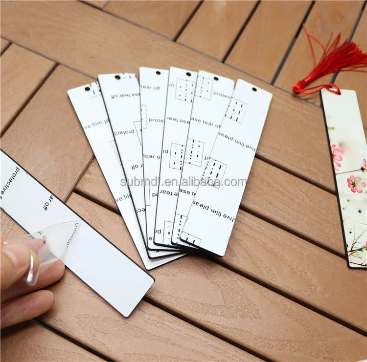 MDFSUB Best Price Promotional Bookmark Wood Craft DIY Printable Double Sided Sublimation Blanks MDF Bookmark With Tassel