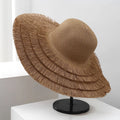 Microeco Vintage Internet Celebrity Wide Brim Straw Hat Tassel Summer Outing Sun Protection for Women Beach Zhejiang