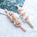 Hand-Sewn Beads Flower Bow Hair Clips for Baby Girls Newborn Fine Hair Infant Headbands Accessory