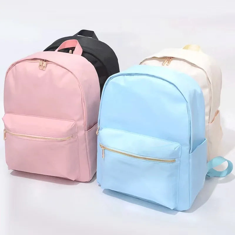Fashionable Cute Nylon School Backpacks for Boys&Girls Children Teenagers Waterproof Zipper Character Candy Color Schoolbag