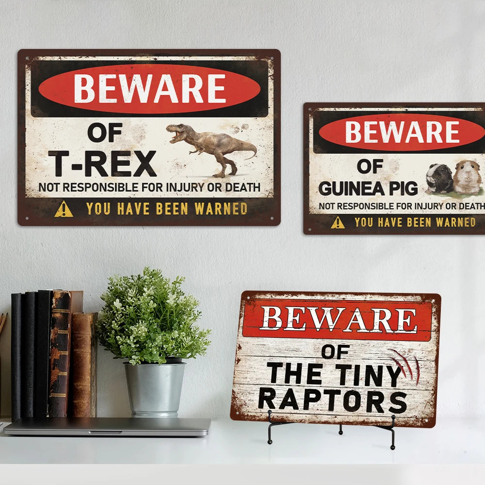 Putuo Decor Warning Animal Metal Plate Printing Tin Sign Beware Chicken Farm Decorative Tin Metal Sign