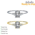 Factory Wholesale Simple Fashion S925 Sterling Silver Classic 1Carat 5A Zircon Rectangle Ring for Women