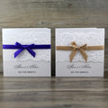 Wholesale Price Handmade Lace Purple Gold Ribbon Bow Folding Wedding Invitation Cards for Wedding Birthday