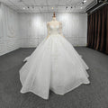 Jancember 1128 Illusion Long Sleeve Bridal Lace Ball Gown Wedding Dresses