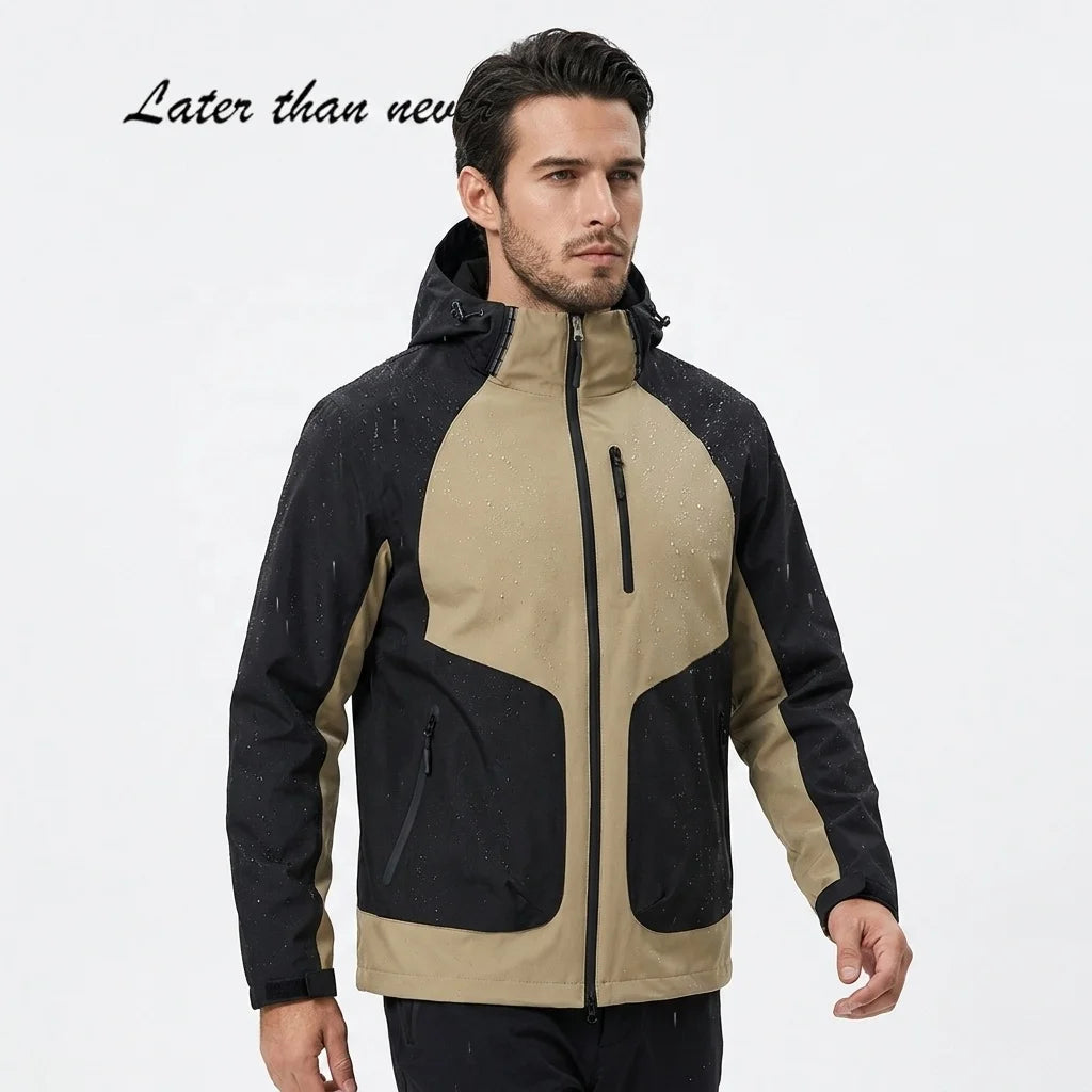 High Performance Fully Seam Taped Waterproof Rain Jacket Hooded Rainproof Outdoor Windbreaker Jacket Sport Hiking Jacket for Men