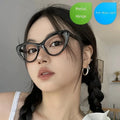 2026 Trendy Girls Flat Lens Anti-Blue Optical Eyeglass Frame Simple Oversize Cat Eye Design Glasses Frame Women