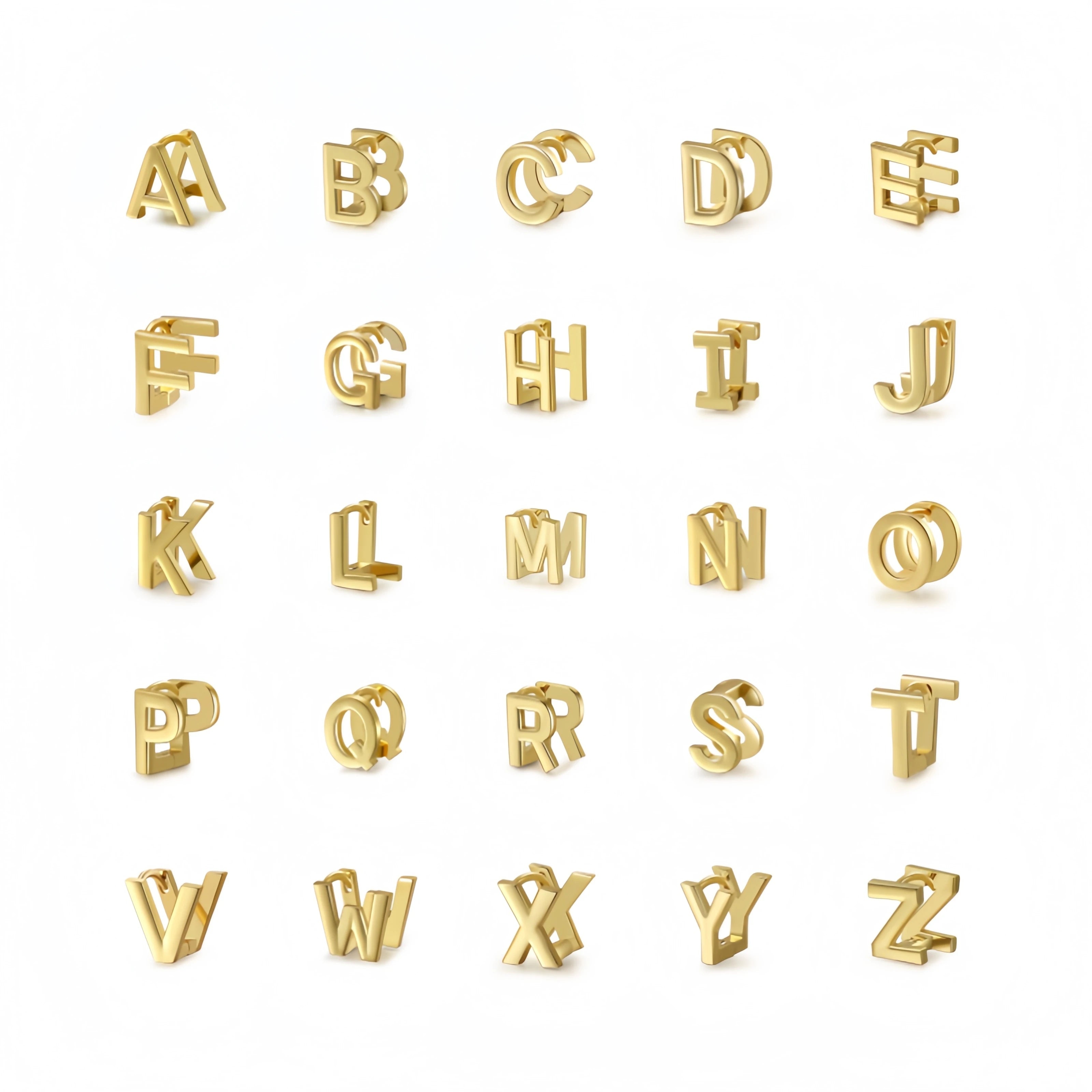 Wholesale Hot Selling Customizable English 26 Letters Ear Cuff Buckle Brass 18k Gold Jewelry Name Alphabet Dainty Initial Studs