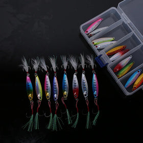 Micro Jig Metal Lead Fish Lure with Assist Hook Feather Treble Hook 10g 15g 20g