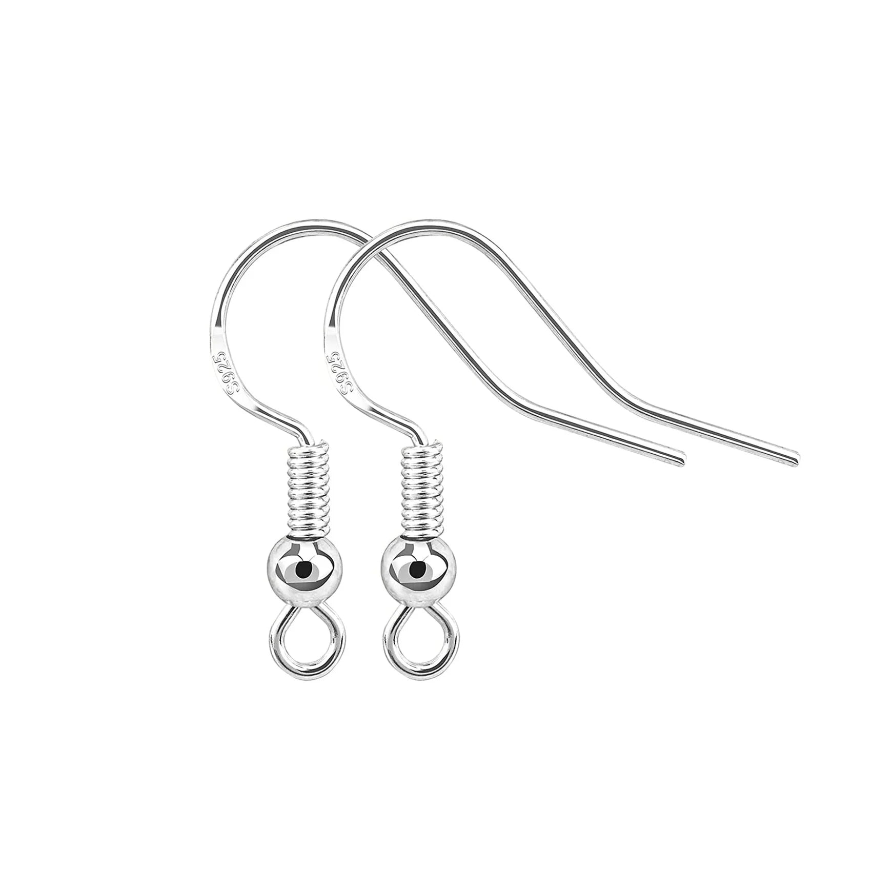 925 Sterling Silver Earring Hooks Findings Kits with Rubber Backs Fish Hook Earrings for Jewelry Making DIY Accessories